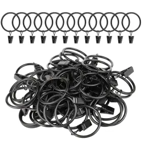 100601blk Manysky Curtain Rings With Clips 44 Pack Metal Drapery Hooks Hanger
