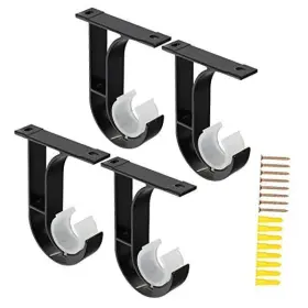 Maolimoes 712867014303 4-pack Curtain Rods Ceiling Mounting Bracket With Matching Screws Black