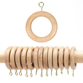 Rinknt01 Mars Exports Wooden Drapery Rod Rings For 1-1.5 Inch Pole Beech Wood 24 1.25 Dia