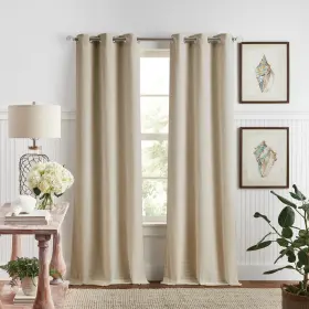 1m6346lasd Martha Stewart Beige Room Darkening Curtains Textured Lined Grommet Window Cu