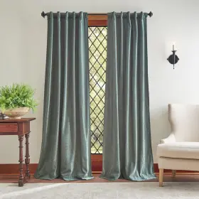 1q20110aol Martha Stewart Naples Chenille Solid Back Tab Window Curtain Panel Pair 95