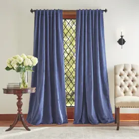 1q20120gny Martha Stewart Lucca Velvet Blackout Back Tab Window Curtain Panel Pair 84 Inch