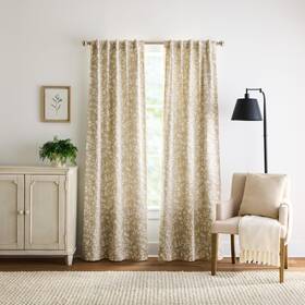 Martha Stewart 1q6420lgle Beige Floral Blackout Window Curtains For Living Room Or Bedro