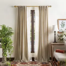 1y20110ana Martha Stewart Naples Chenille Solid Back Tab Window Curtain Panel Pair 95 Inch