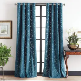 1y20260gte Martha Stewart Sherwood Velvet Grommet Window Curtain Panel Pair 84 Inch Teal