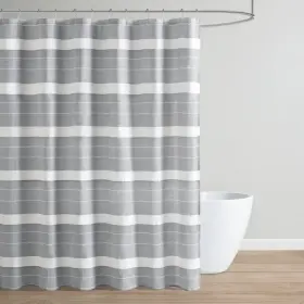 Mt70-0330 Martha Stewart Adrien Farmhouse Shower Curtain Neutral Color Striped Design
