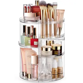 5659 Masirs Rotating Makeup Organizer - Adjustable Shelf Height And Fully Rotatab