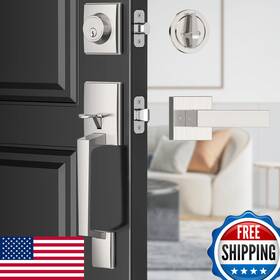 Maxecurity B0ddv16m1l Nickel Modern Door Lock Set - Reversible Leftright Lever Satin