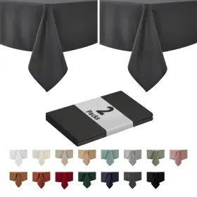 Mm-cosmo-charcoal-60x84x2 Maxmill 2 Pack 60 X 84 Inch Charcoal Faux Linen Textured Rectangle Tablecloth