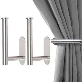 Mm01-silver-2-s Maxmona Metal Curtain Holdbacks - Self-adhesive Pull Backs Hooks N