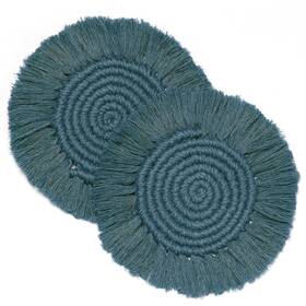 Mayiwo 015318766495 2 Pack Boho Macrame Coasters With Tassels - Table Decor Bohemian Braided Coa