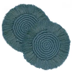Mayiwo 015318766495 2 Pack Boho Macrame Coasters With Tassels - Table Decor Bohemian Braided Coa