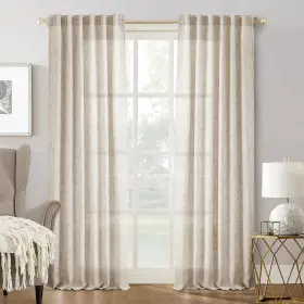 Meetbily 331608205216 108 Inch Linen Curtains 2 Panels Set Rod Pocket Light Filtering Neutral Moder