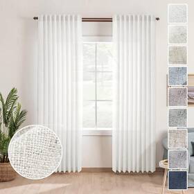 Meetbily Ca-mb-chm-01-ivory-50x84 Ivory Linen Back Tab Curtains For Living Room 84 Inches Long Light Filtering
