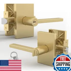 B0cgv3m8vz Mega Handles Glamor Entry Lever Lock Door Handle Set For Hallway Closet And