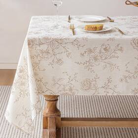 Meikelor Mktc02-bn55110 Floral Linen Tablecloth 55 X 110 Inch Wrinkle Resistant Vintage Farmhouse Tab