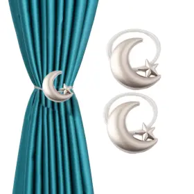 Meriglare 788285744290 Home Chic Yang 1 Pair Kids Room Star Moon Curtain Tiebacks Magnetic