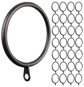 Meriville 600736117302 28 Pcs Oil-rubbed Bronze 1.5-inch Inner Diameter Metal Curtain Rings With Eye
