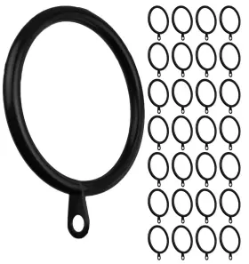 Meriville 600736117371 28 Pcs Black 2-inch Inner Diameter Metal Curtain Rings With Eyelets