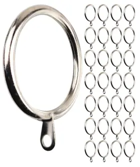 Meriville 600736117395 28 Pcs Satin Nickel 2-inch Inner Diameter Metal Curtain Rings With Eyelets