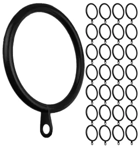 Meriville 600736117456 28 Pcs Black 1.5-inch Inner Diameter Metal Curtain Rings With Eyelets Fits Up