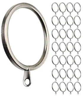 Meriville 600736117470 28 Pcs Satin Nickel 1.5-inch Inner Diameter Metal Curtain Rings With Eyelets