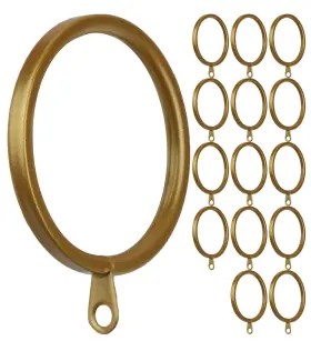 Meriville 600736117524 14 Pcs Gold 2-inch Inner Diameter Metal Flat Curtain Rings With Eyelets