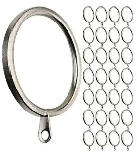 Meriville 600736117555 28 Pcs Satin Nickel 2-inch Inner Diameter Metal Flat Curtain Rings With Eyelets