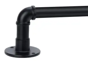 Laofanlan-nb-30-144 Merjulan 1 Inch Industrial Curtain Rod 66-120 Black Outdoor Rustic Room Divi