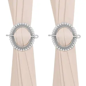 Hjdz20220857 Mewutal Set Of 2 Silver Curtain Tie With Rod Plastic Buckle Drapery Holdbacks Ring