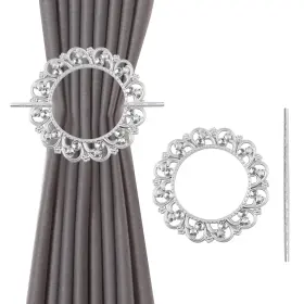 Hjdz20221535 Mewutal 2 Pack Silver Curtain Tiebacks Round Holdbacks Plastic Clips