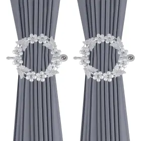 Hjdz20221539 Mewutal Set Of 2 Silver Curtain Tiebacks Round Holdbacks Plastic Clip