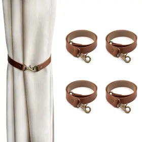 Mewuthede 616814464732 Leather Curtain Tiebacks 4pcs Buckle Holdbacks Class