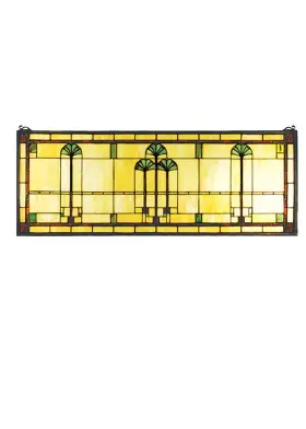 50825 Meyda Tiffany Stained Glass Rectangular Window Pane - Brass