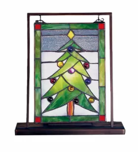69658 Meyda Tiffany Christmas Tree 9-1/2 Inch W X 10-1/2 Tall Lighted - Multicolor