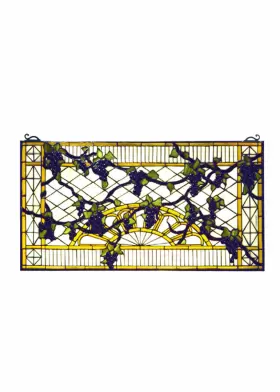 79789 Meyda Tiffany Rectangular Stained Glass Window Pane - Brass