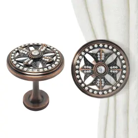 Mx000024c Mfhdgxavs 2pcs Curtain Holdbacks Vintage Wall Mounted Tiebacks With Rhinestones - Zinc