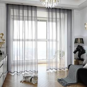 Mianbo Mian-grey-4254 Windows Grey Sheer Curtains 54 Inches Length 42 Width 2 Panels Set Cle