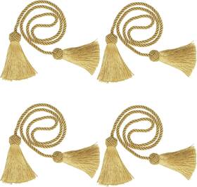 Mifengda 711181807288 4 Pack Curtain Tiebacks Window Decorative Tassels Tieback Gold