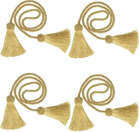 Mifengda 711181807288 4 Pack Curtain Tiebacks Window Decorative Tassels Tieback Gold