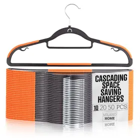 Milano Home 682203077113 Cascading Slim Black Plastic Hangers 10 Pack Inner Hook For Vertical Storage