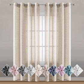 Miss Selectex Fms-5284-linen Seletex Natural Linen Sheer Curtains For Living Room Elegant Solid Windo