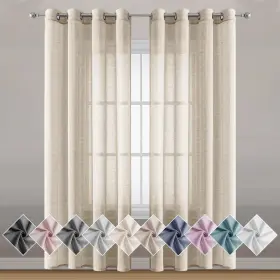 Fms-5284-linen Miss Selectex Seletex Natural Linen Sheer Curtains For Living Room Elegant Solid Windo