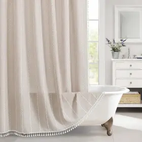 Sc-2023010301-taupe-72-72 Mitovilla Boho Farmhouse Fabric Shower Curtain Tan Brown Modern Polyester Li