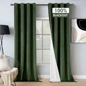 Velvet528401 Miulee Cafb 100% Blackout Velvet Curtains 84 Inches Long Olive Green Curtain Drape