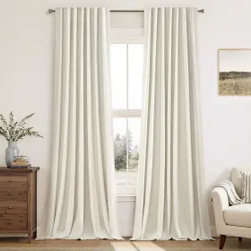 Miulee Canewdima Blackout529002 Linen 100% Blackout Curtains 90 Inch Long 2 Panels Back Tab Pleated H