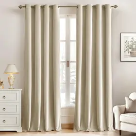 Miulee Curtains 96 25 Elegant Velvet Beige Grommet Thermal Insulated Sound