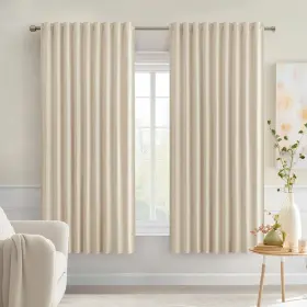 Miulee Curtains Pleat 54 15 Cream Beige Back Tab Light Blocking Inches Long 2 Panels S