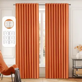 Miulee Curtains Pleat 84 13 2 Panels Orange Back Tab Blackout Inch Length For Living R