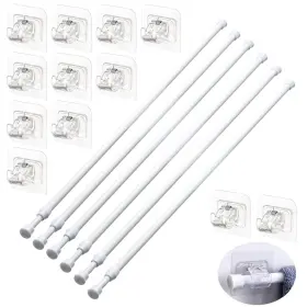 Mjrasg 770887477881 6 Pack Tension Rods For Windows 28 To 48 Inch With 12 Pcs Curtain Rod Bracket